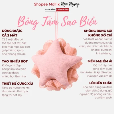 Bông Tắm Tạo Bọt Sao Biển, Dòng Cao Cấp Mềm, Mịn Màng Loại Xịn Dùng Được Cả 2 Mặt, Không Bung Chỉ